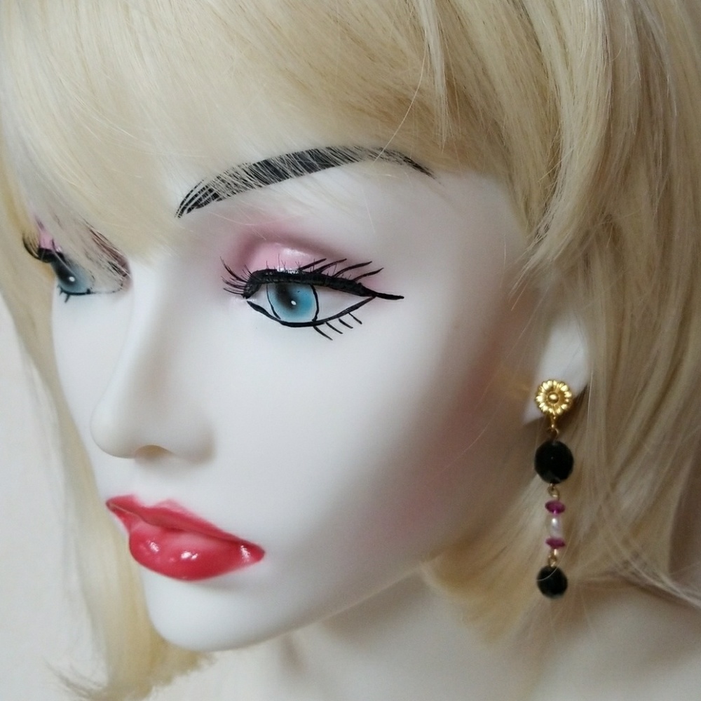 Vintage Estate Signed Hobe Earrings Crystal Mint
